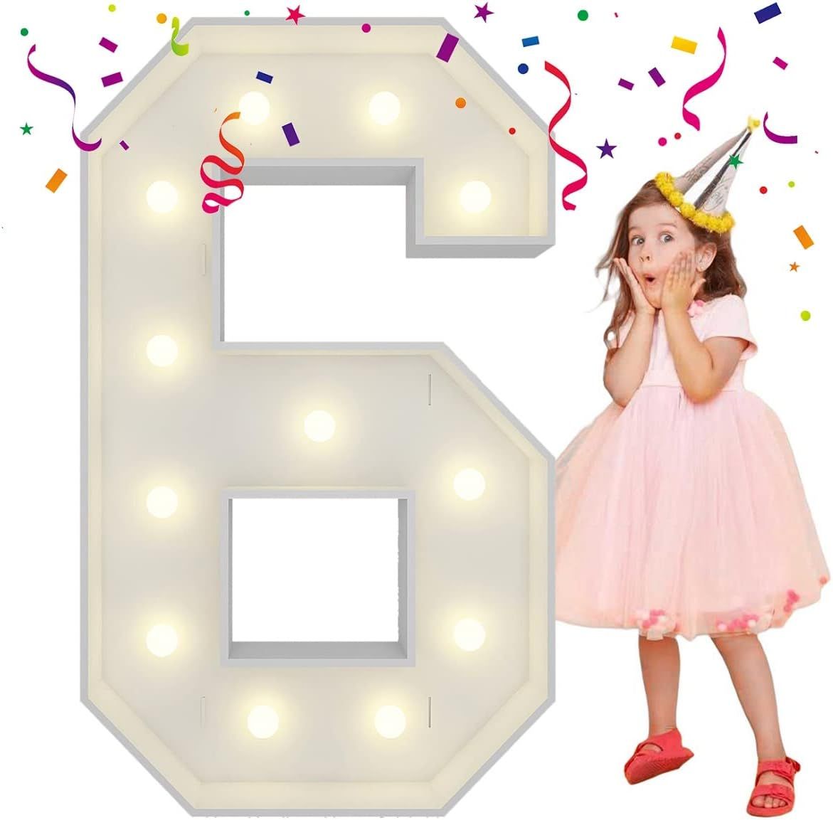 4FT Marquee Light Up Numbers Letters, Mosaic Numbers for Balloons, Marquee Light Up Letters, Gian... | Amazon (US)