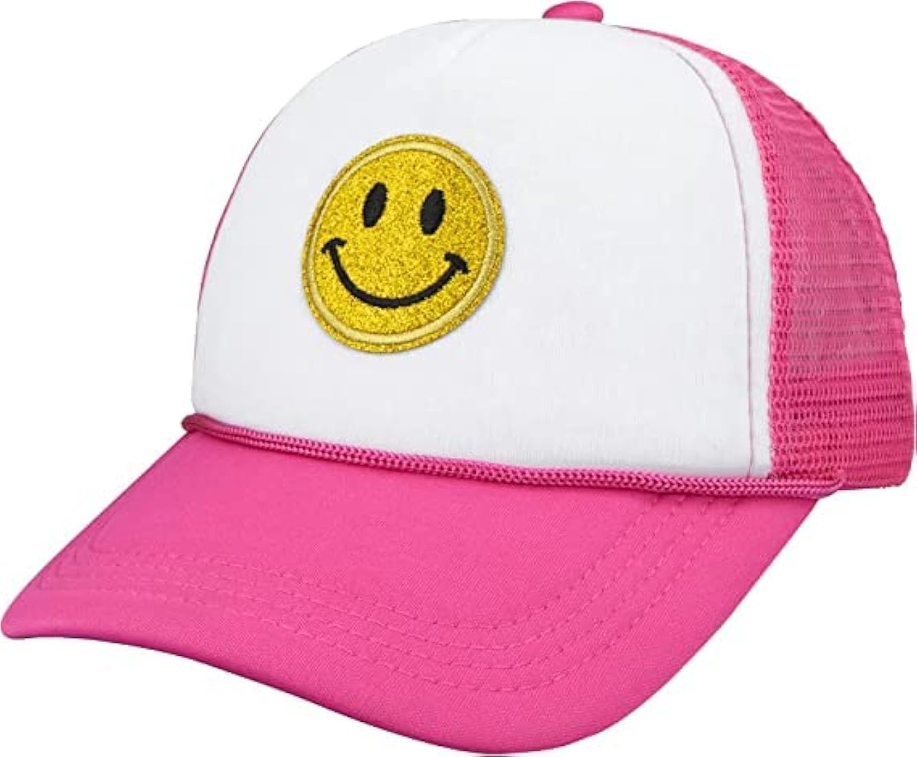 CaySep Womens Sequins Smiley Face Snapback Trucker Hat Mesh Back Baseball Hat Preppy Hat Retro Ha... | Amazon (US)