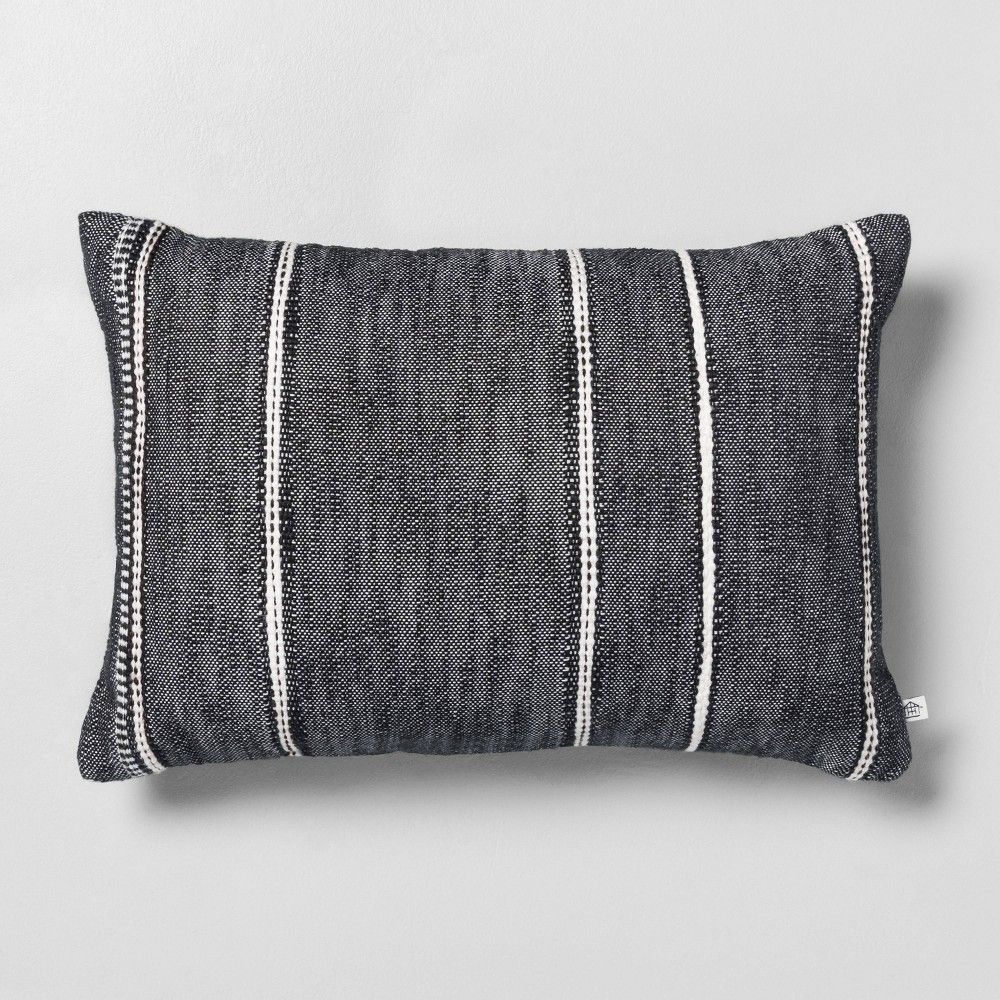 14"" x 20"" Stripe Pattern Throw Pillow Railroad Gray - Hearth & Hand with Magnolia | Target