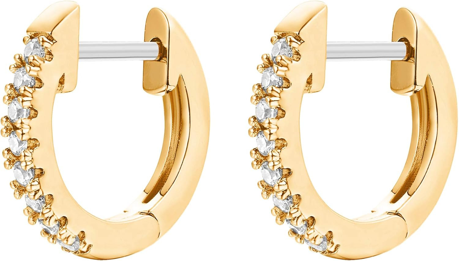 PAVOI 14K Gold Plated Cubic Zirconia Cuff Earrings Huggie Stud | Amazon (US)