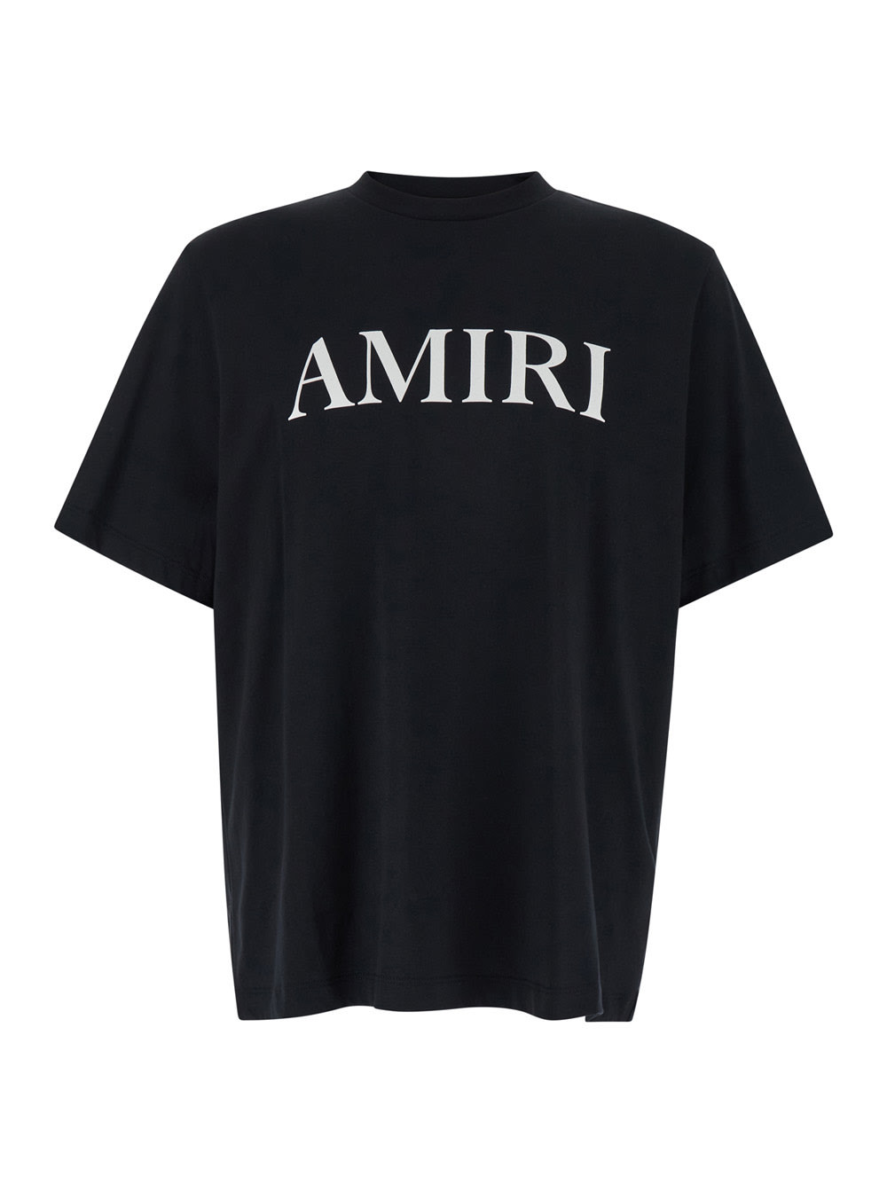 AMIRI Black Crewneck T-shirt With Logo Lettering Print On The Front In Cotton Man | Italist.com US
