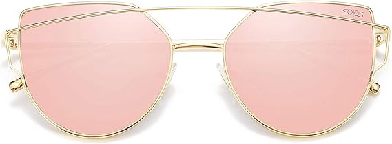 SOJOS Cat Eye Sunglasses for Women Fashion Designer Style Mirrored Lenses | Amazon (US)