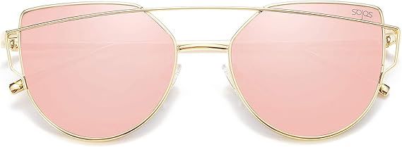 SOJOS Cat Eye Sunglasses for Women Fashion Designer Style Mirrored Lenses | Amazon (US)