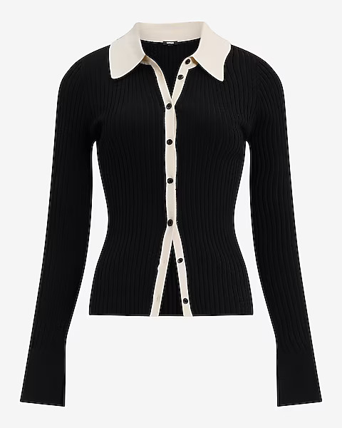 Silky Soft Fitted Ribbed Cardigan | Express