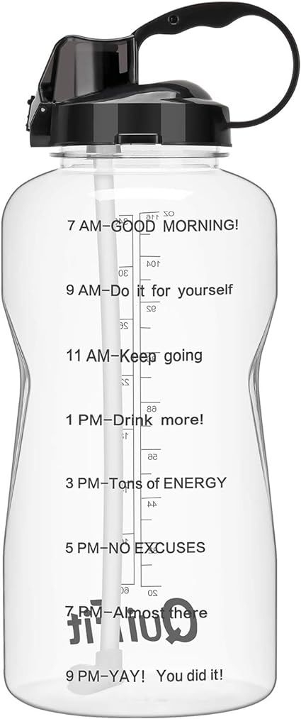 QuiFit Motivational Gallon Water Bottle - with Straw & Time Marker BPA Free Reusable Large Capaci... | Amazon (US)