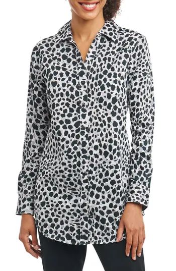 Women's Foxcroft Fay Animal Print Shirt, Size 2 - Grey | Nordstrom