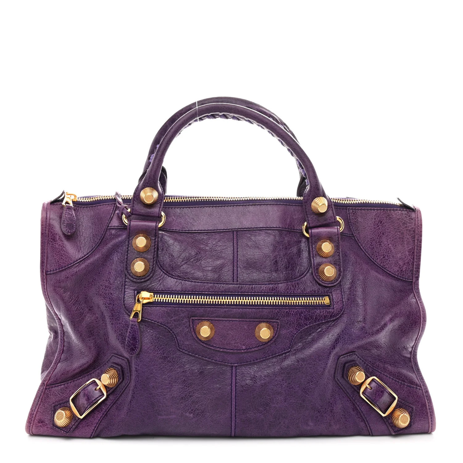 Agneau Giant 21 Gold Hardware Work Raisin | FASHIONPHILE (US)