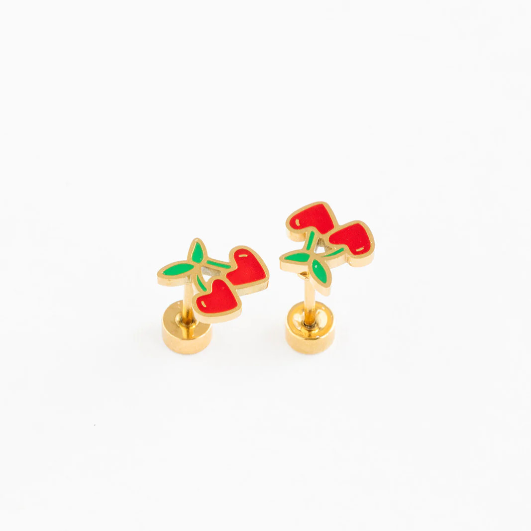 Enamel Cherry Stud Earring | Pip Pop Post