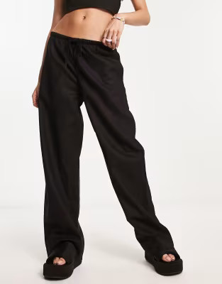 Weekday Mia linen mix trousers in black | ASOS (Global)