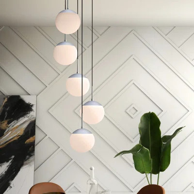 Yearby 5 - Light Cluster Globe Pendant Mercury Row® Finish: Chrome, Shade Color/Pattern: Frosted Whi | Wayfair North America
