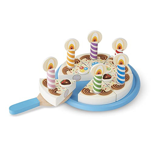 Melissa & Doug Birthday Party Cake - Wooden Play Food With Mix-n-Match Toppings and 7 Candles | Amazon (US)