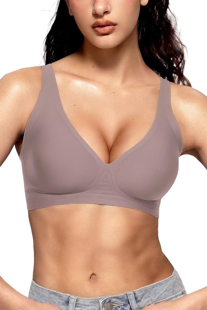 Vertvie Womens Wireless Seamless Bras Deep V No Underwire Push Up Bras Supportive Full Coverage B... | Amazon (US)