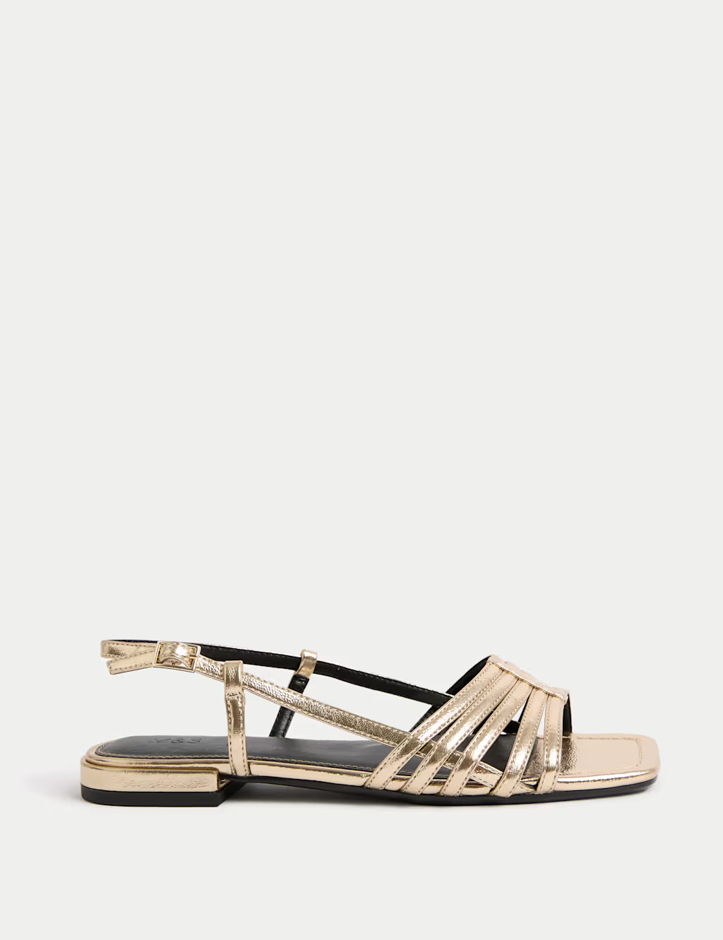 Metallic Strappy Flat Square Toe Sandals | Marks & Spencer (UK)