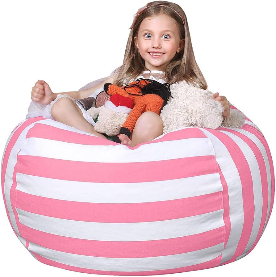 WEKAPO Stuffed Animal Storage Bean Bag Chair Cover for Kids | Stuffable Zipper Beanbag for Organi... | Amazon (US)