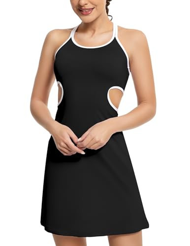 LOVRUBY Womens Tennis Dress, Golf Dress Soft Two Piece Sexy Pickleball Dresses with Shorts Pocket for Workout Athletic Sports Black | Amazon (US)