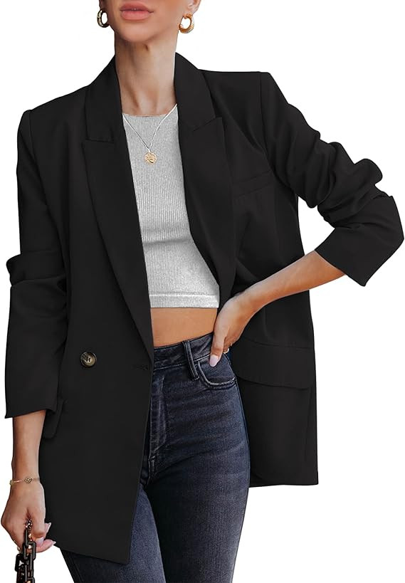 luvamia Blazer Jackets for Women Work Casual Office Long Sleeve Fashion Dressy Business Outfits | Amazon (US)