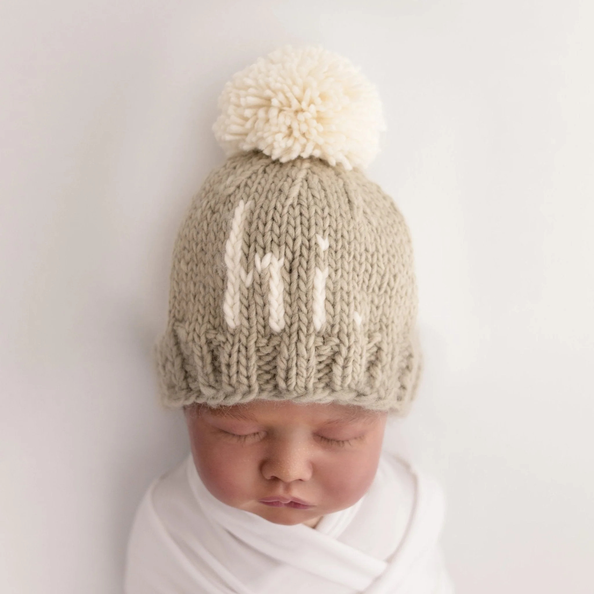 "Hi." Knit Beanie, Pebble | SpearmintLOVE