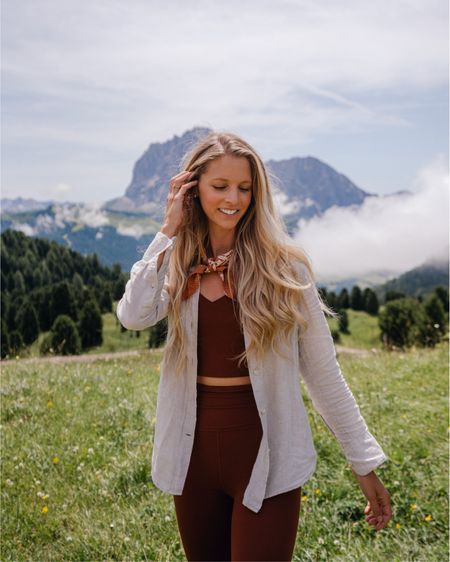 Go to hiking outfit — elation set from Athleta paired with linen shirt from j. Crew, FITS hiking socks and Danner hiking boots

Also sharing a similar style hiking boot for those who aren’t quite ready to invest in Danner boots

Baird McNutt Linen shirt, high rise leggings, hiking outfit, granola girl, summer hiking, alps, summer travel, national park outfit, Danner mountain 600, mountain outfit, national park, athleisure, active outfit, walking outfit, what to wear hiking, girly hikingg

#LTKfitness #LTKActive #LTKtravel