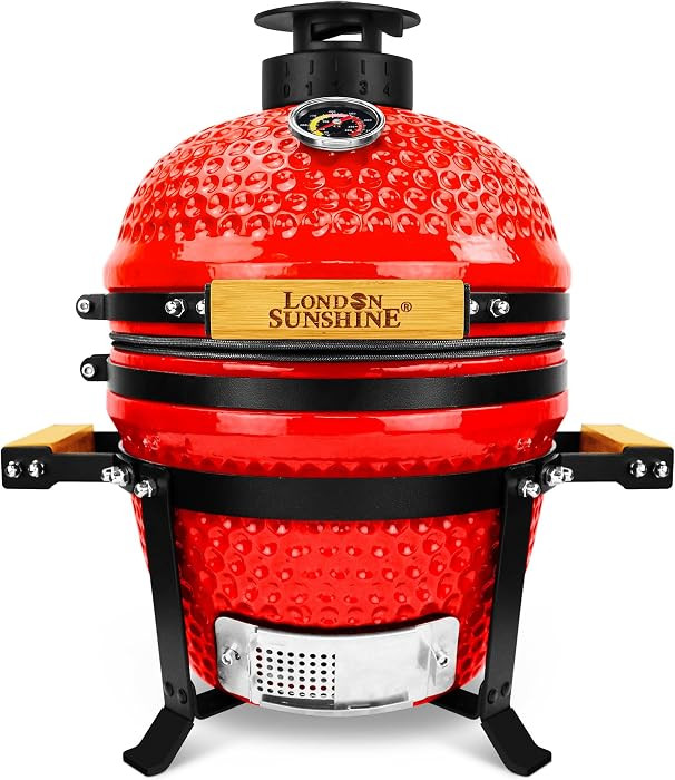 London Sunhine 13-Inch Ceramic Kamado Grill, Waterproof Vent Cap, Red | Amazon (US)