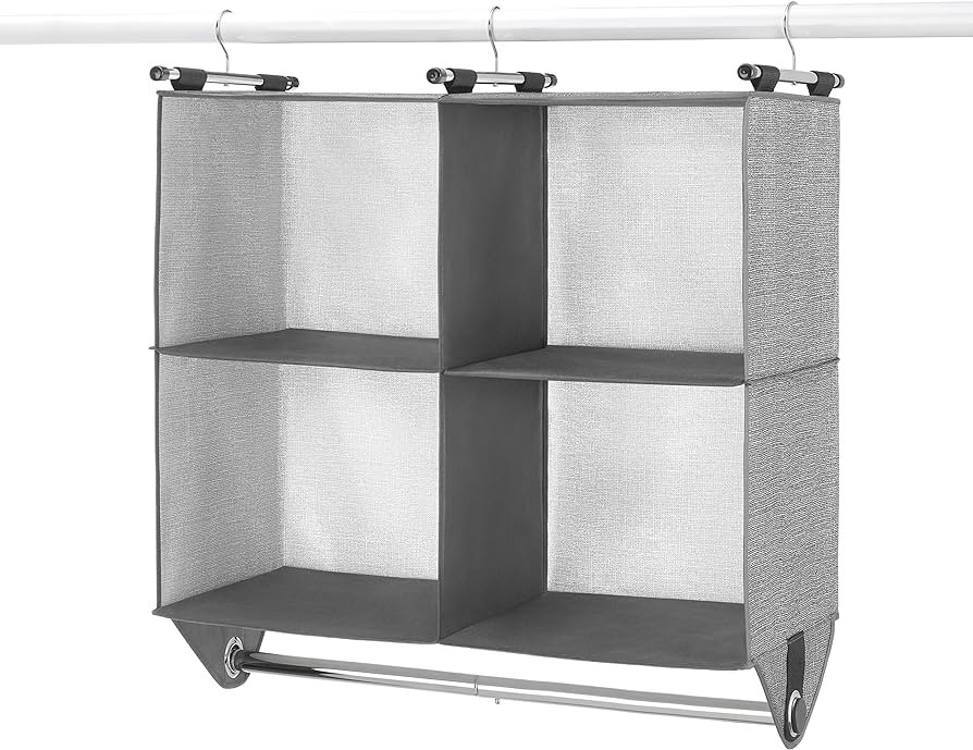 Whitmor 4 Section Fabric Closet Organizer Shelving with Built In Chrome Garment Rod | Amazon (US)