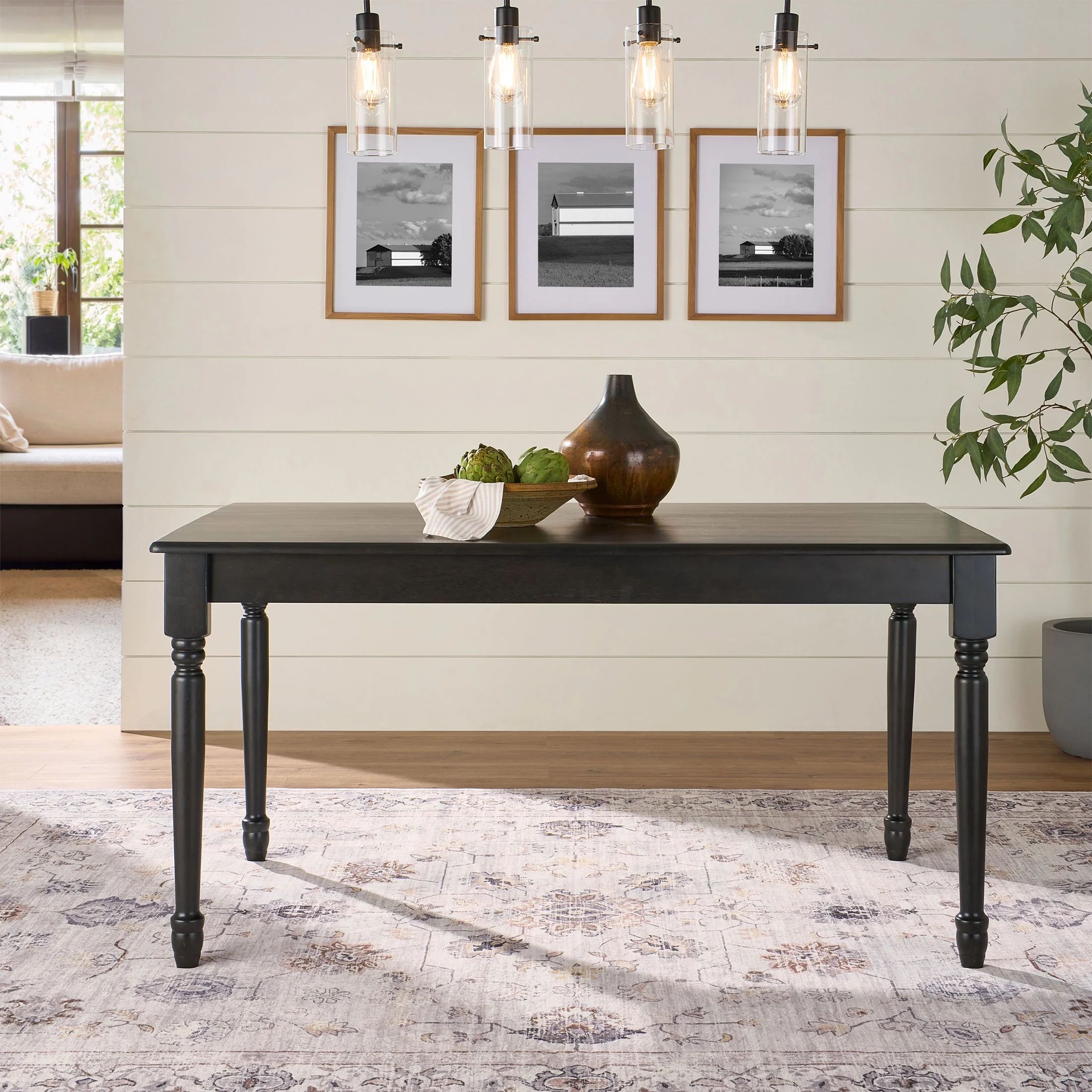 Better Homes and Gardens Autumn Lane Farmhouse Dining Table, Black Finish (Table only) - Walmart.... | Walmart (US)