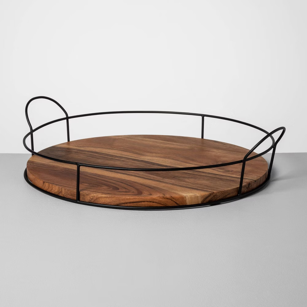 Wood and Metal Tray - Hearth & Hand with Magnolia, Brown Black | Target
