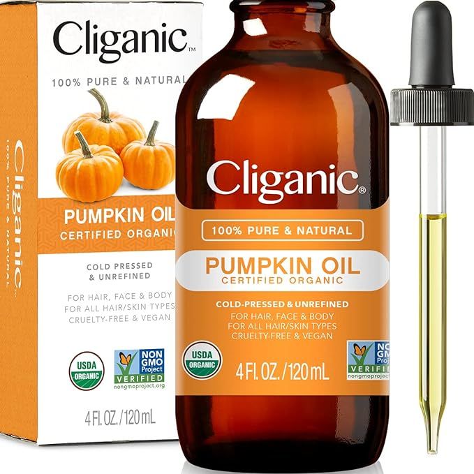 Cliganic Organic Pumpkin Seed Oil, 100% Pure - For Face & Hair | Natural Cold Pressed Unrefined | Amazon (US)