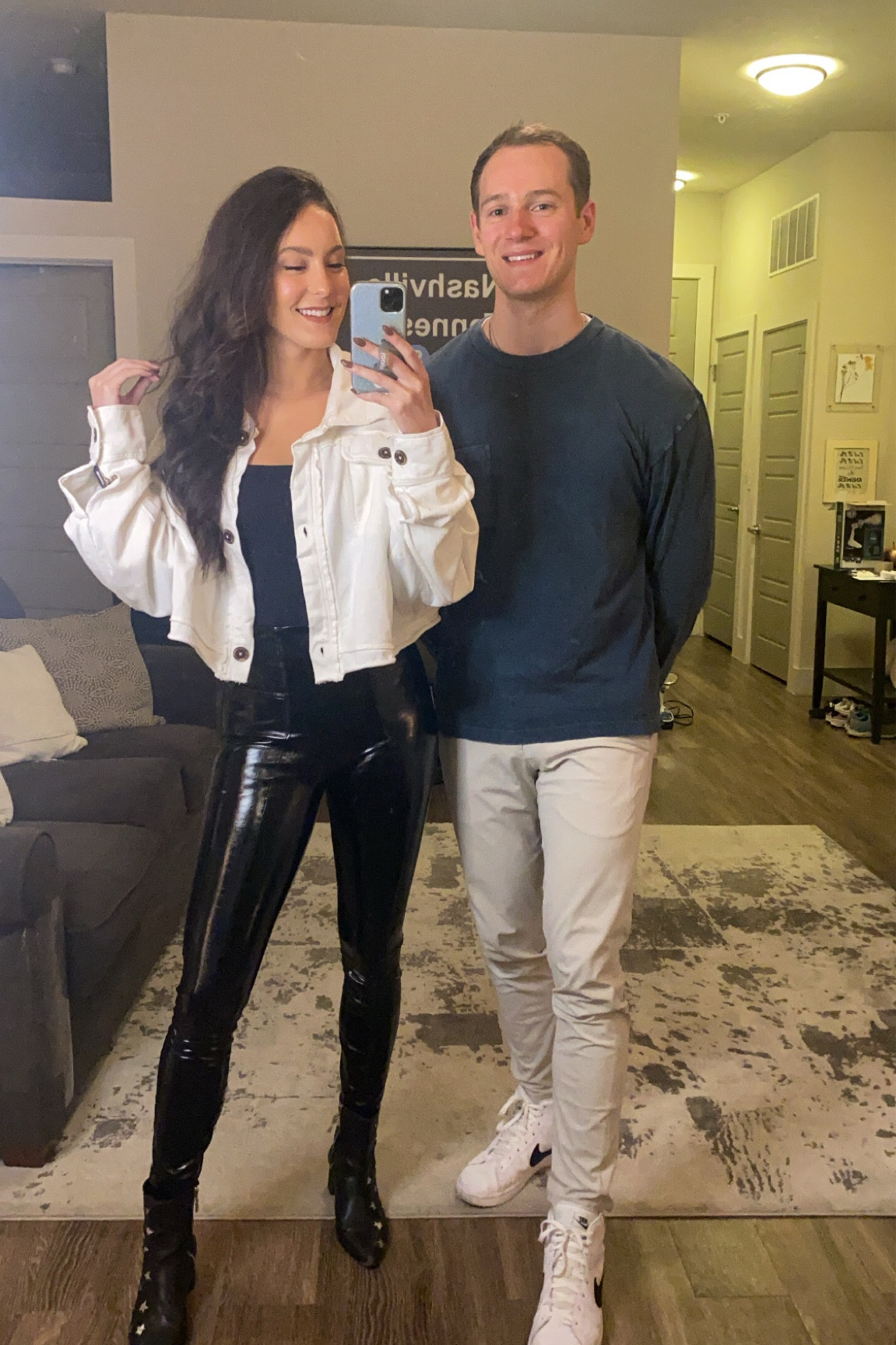 Free People cropped shacket size S 
Abercrombie long sleeve bodysuit size S 
Spanx patent leather leggings size S 

#LTKHoliday #LTKSeasonal #LTKshoecrush