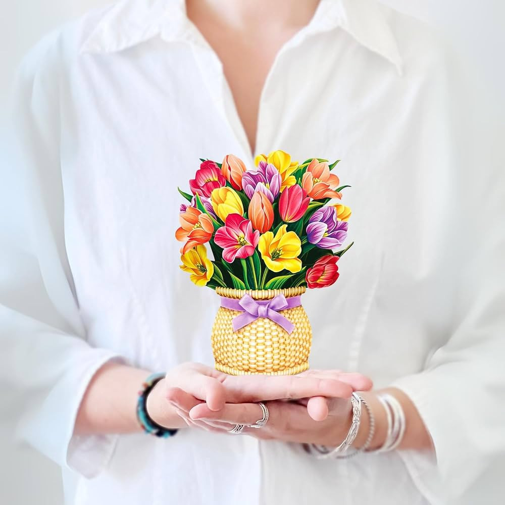 Freshcut Paper Pop Up Cards, 6 Inch Mini Sized Forever Flower Bouquet 3D Popup Greeting Cards, Bi... | Amazon (US)