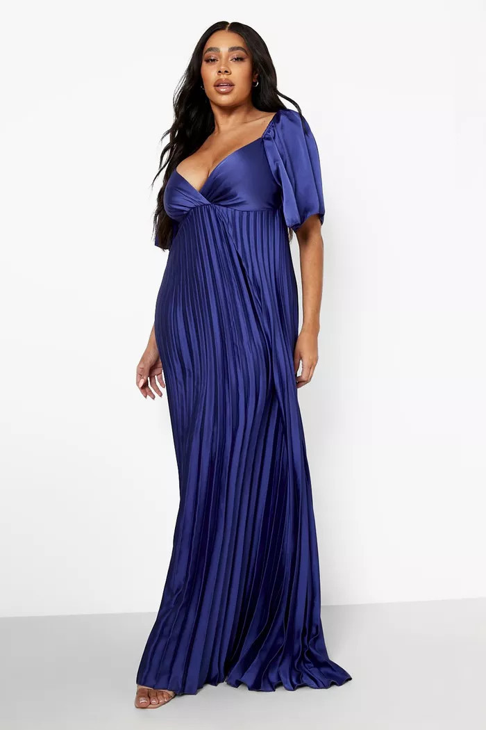 Plus Pleated Angel Sleeve Maxi Dress | Boohoo.com (US & CA)