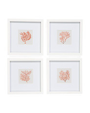 Set Of 4 10x10 Branch Coral Petite Prints | TJ Maxx