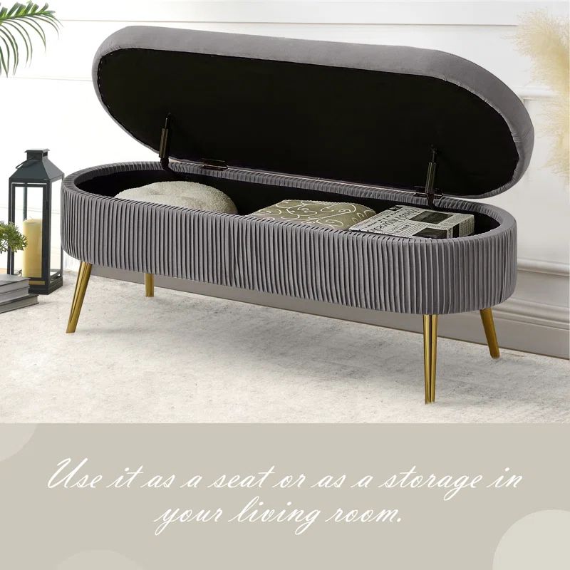 Michalla Velvet Upholstered Storage Bench | Wayfair North America