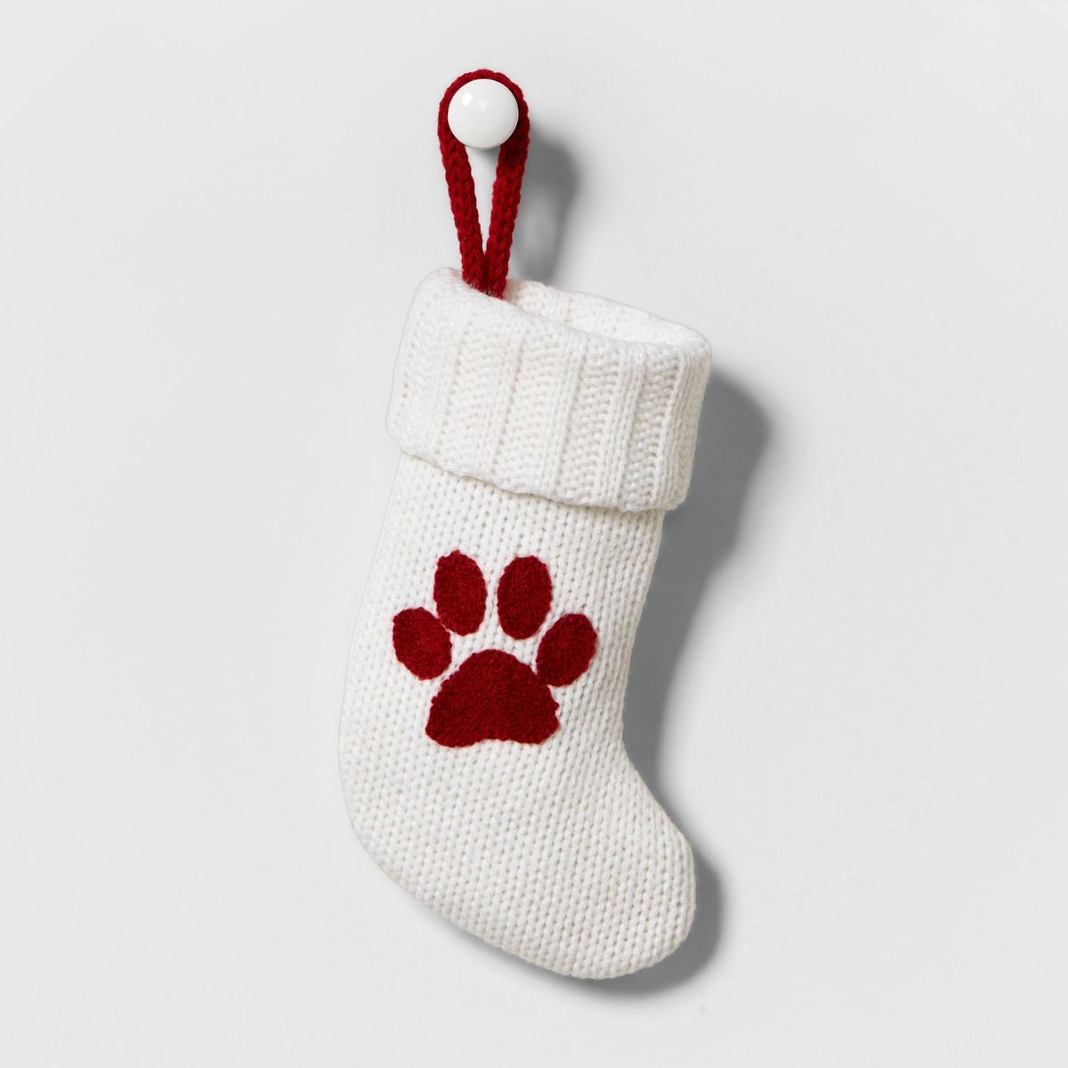 Mini Knit Monogram Christmas Stocking Paw Print White - Wondershop™ | Target