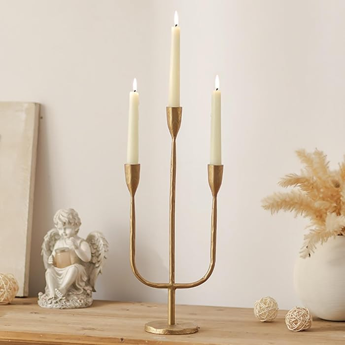Romadedi Brass Candelabra Candlestick Holders, Gold | Amazon (US)
