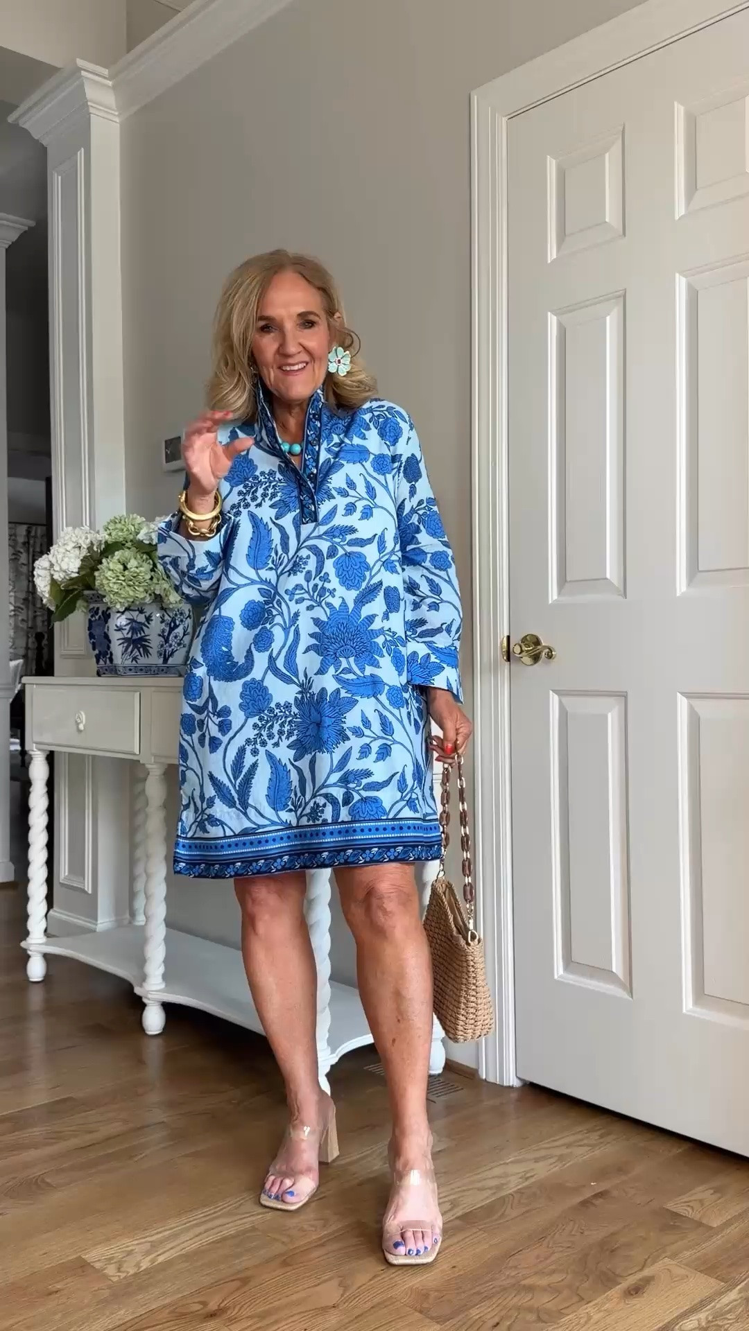 This blue and white print is just gorgeous, and it feels so fresh. I’m wearing a small, and I think this is one of those dresses you can just put on and be done.

#LTKootd #LTKWedding #LTKOver40