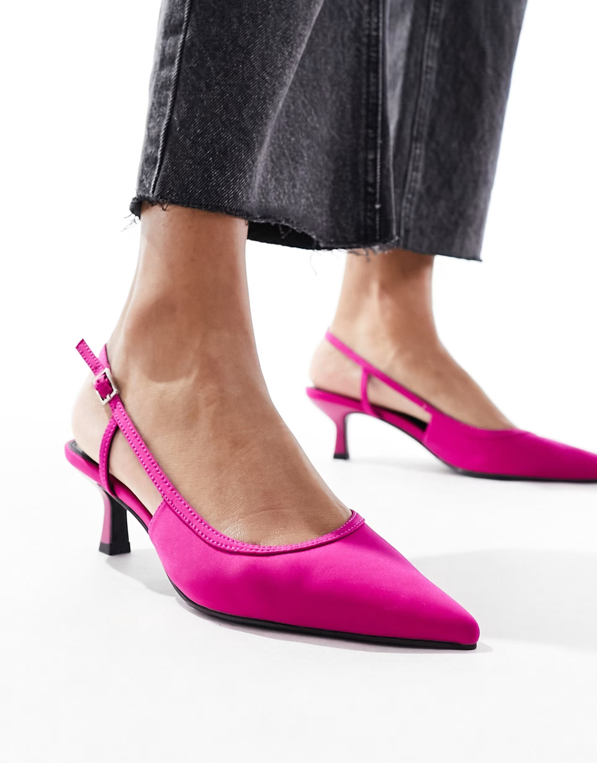 ASOS DESIGN Strut slingback kitten heeled shoes in raspberry | ASOS | ASOS (Global)
