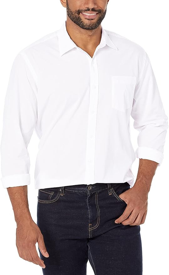 Amazon Essentials Men's Regular-Fit Long-Sleeve Casual Poplin Shirt | Amazon (US)