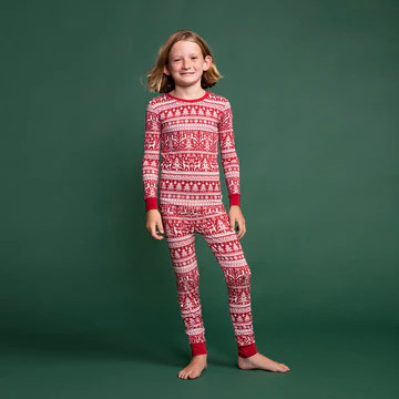 Reindeer Cheer Two-Piece Bamboo Viscose Pajama Set | Little Sleepies