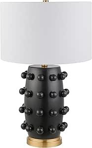 Henn&Hart 26" Tall Ceramic Table Lamp with Fabric Shade in Flat Black, for Home, Living Room, Bed... | Amazon (US)