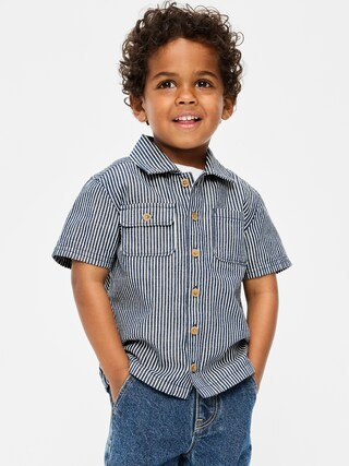 Short-Sleeve Striped Utility Shirt for Toddler Boys | Old Navy (US)