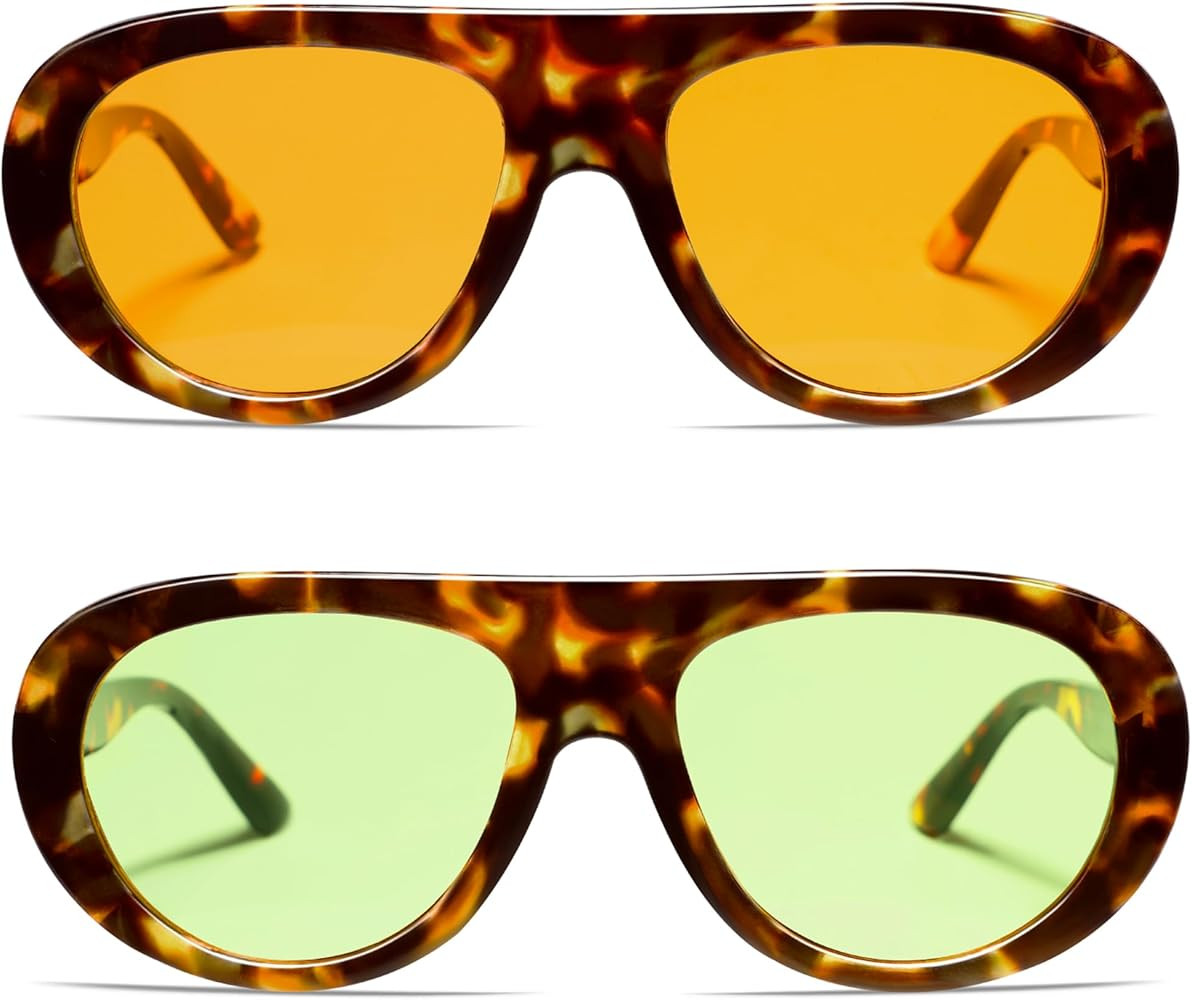 VANLINKER Oversized Retro Aviator Sunglasses for Women Men Chic 70s Vintage Style Trendy 2026 Chu... | Amazon (US)