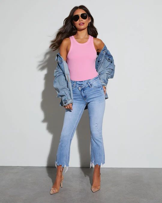 Olivia High Rise Cross Over Crop Flare Jeans | VICI Collection