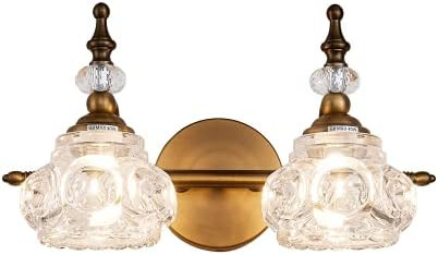 ZILANL Bathroom Vanity Light Fixtures, 2-Light Vintage Crystal Bathroom Lighting, Matte Brushed A... | Amazon (US)