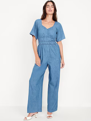 Waist-Defined Smocked Jumpsuit | Old Navy (US)