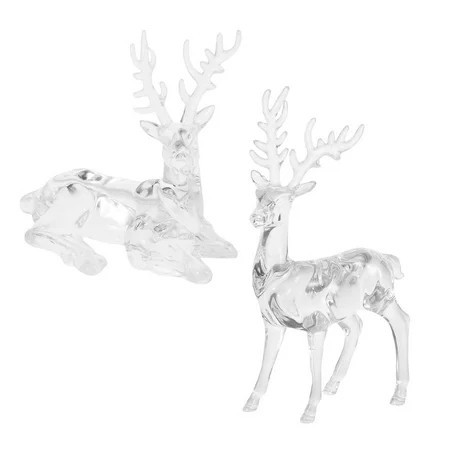 ELAYARD 2Pcs Acrylic Christmas Deer Figurines Clear Reindeer Ornaments for Holiday Party and Table Decor | Walmart (US)