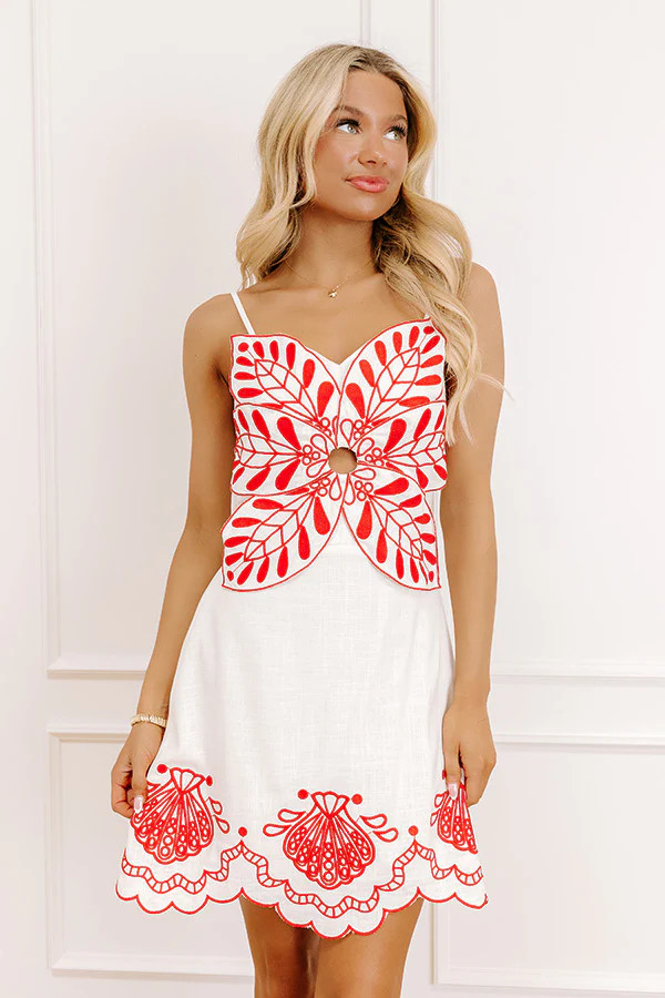 Ocean Views Embroidered Mini Dress | Impressions Online Boutique