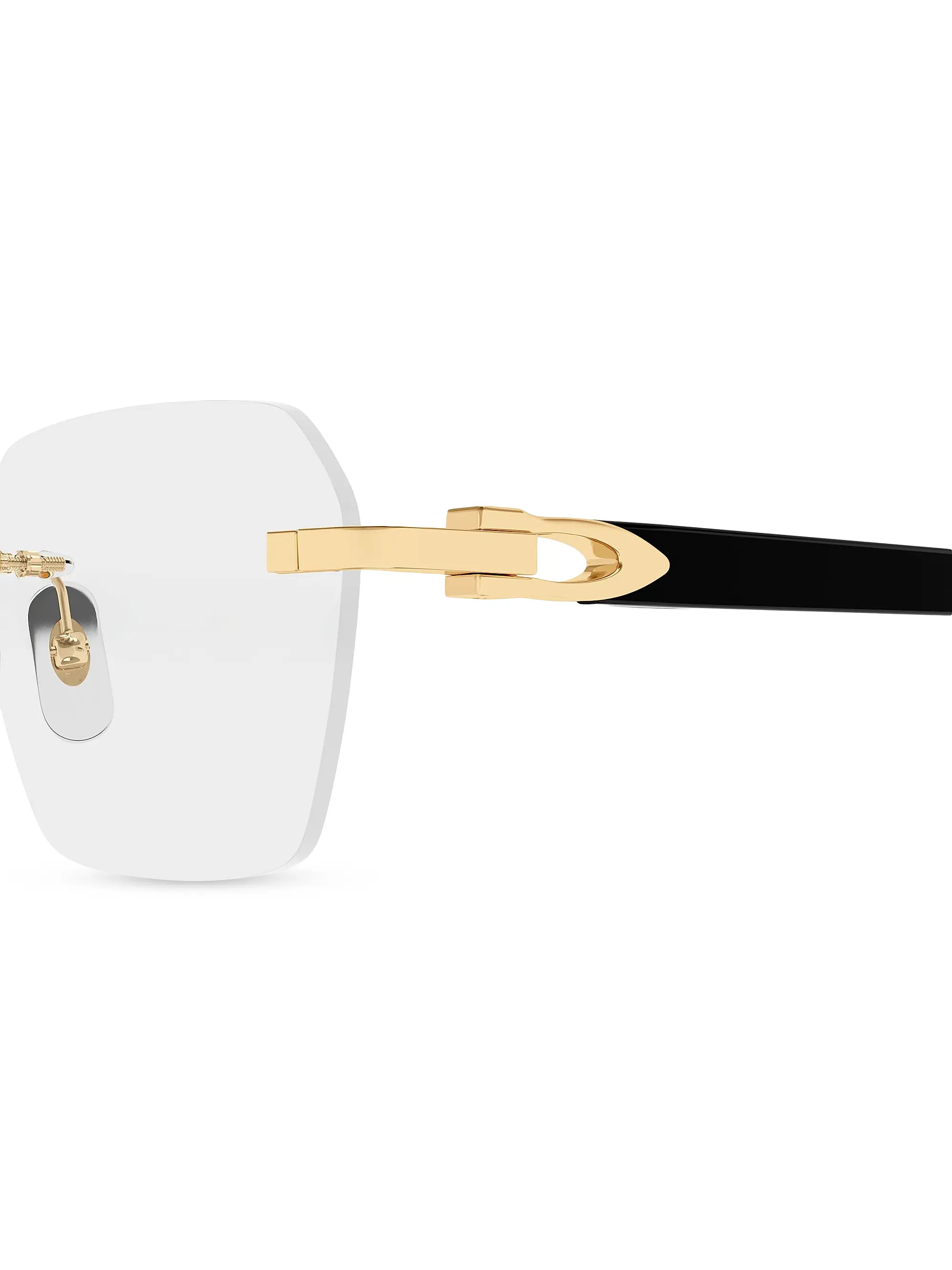 Cartier C Decor 24K-Gold-Plated Rimless Rectangular Optical Glasses | Saks Fifth Avenue | Saks Fifth Avenue
