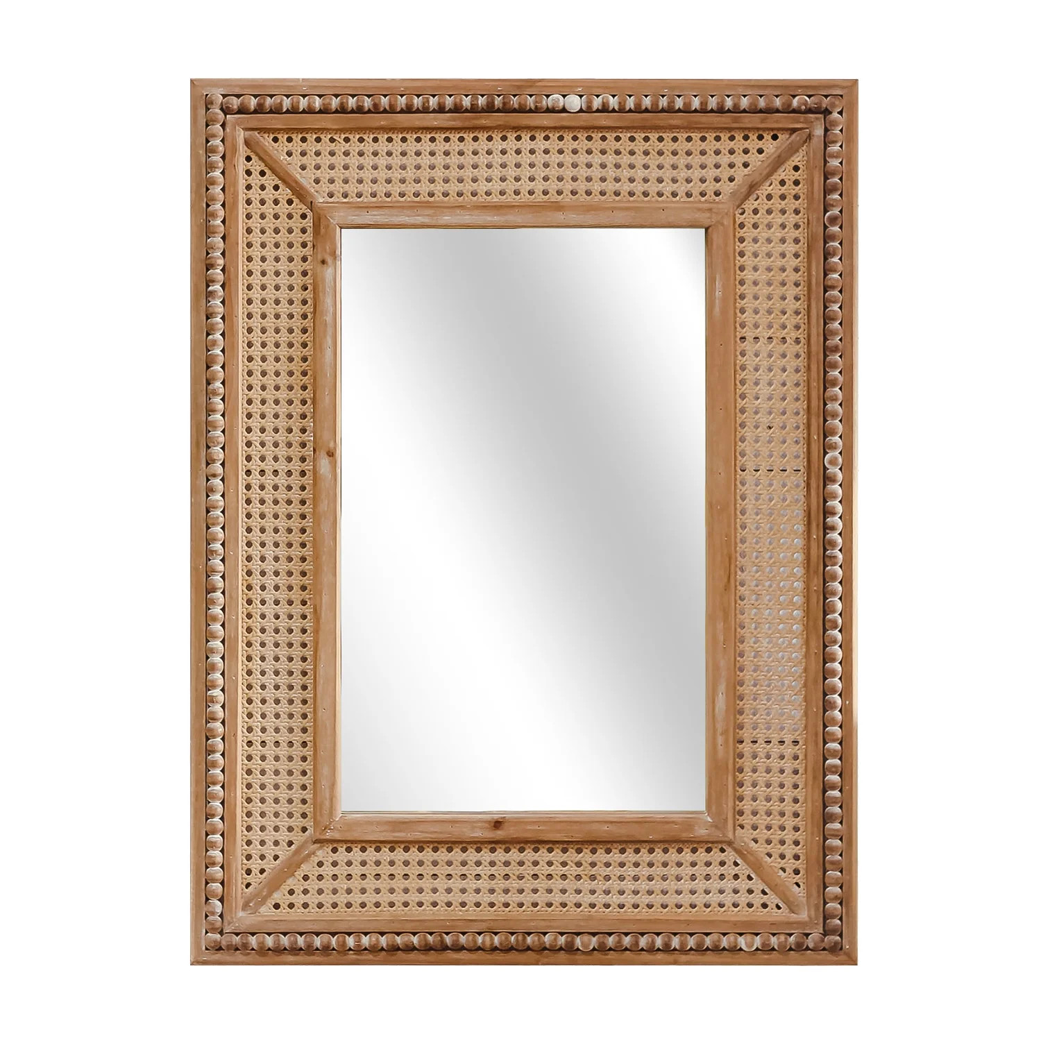 Synovana Boho Rattan Wall Mirror Wooden Framed Rectangle Mirror Wood Decorative Farmhouse Hanging... | Walmart (US)