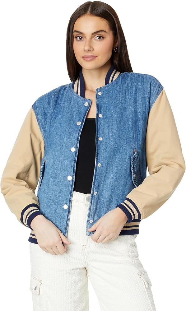 [BLANKNYC] womens Women's Denim and Canvas Bomber Jacket | Amazon (US)