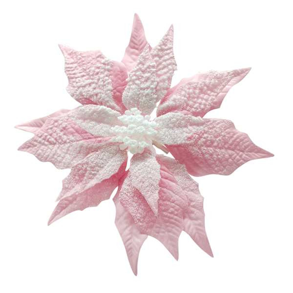 Mrs. Claus' Bakery Pale Pink Poinsettia Clip Ornament, 9.5" | At Home